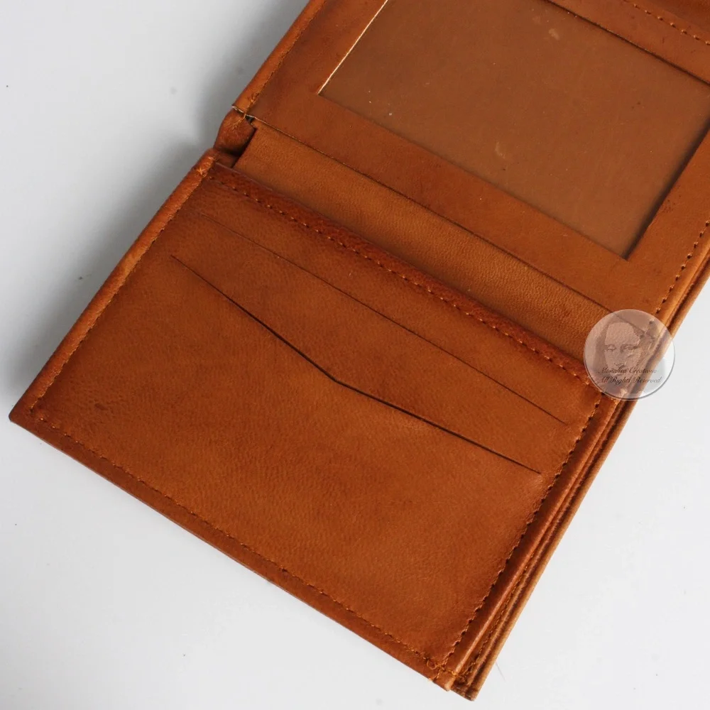 Rolfs Wallet Lambskin Leather Trifold Tan Unisex Vintage